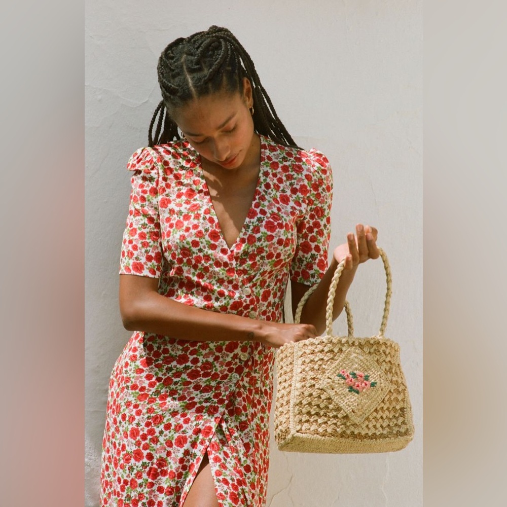 Rouje Red Floral Midi Dress